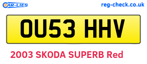 OU53HHV are the vehicle registration plates.