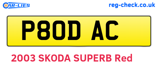 P80DAC are the vehicle registration plates.
