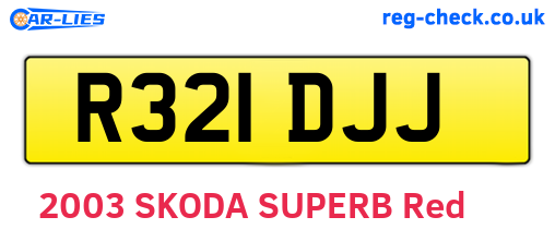 R321DJJ are the vehicle registration plates.