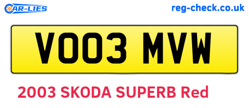 VO03MVW are the vehicle registration plates.