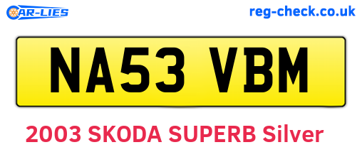 NA53VBM are the vehicle registration plates.