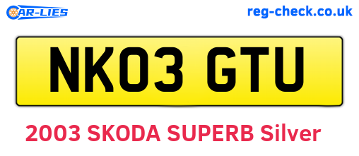 NK03GTU are the vehicle registration plates.