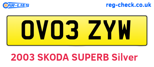 OV03ZYW are the vehicle registration plates.