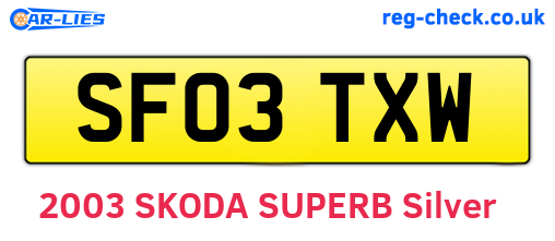 SF03TXW are the vehicle registration plates.