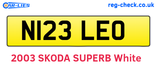 N123LEO are the vehicle registration plates.