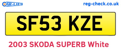 SF53KZE are the vehicle registration plates.