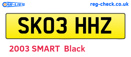 SK03HHZ are the vehicle registration plates.