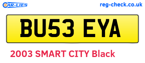 BU53EYA are the vehicle registration plates.