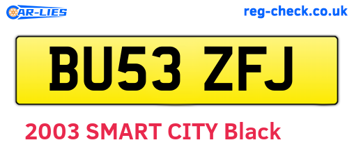 BU53ZFJ are the vehicle registration plates.