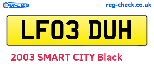 LF03DUH are the vehicle registration plates.