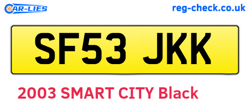 SF53JKK are the vehicle registration plates.