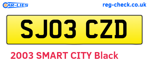 SJ03CZD are the vehicle registration plates.