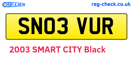 SN03VUR are the vehicle registration plates.