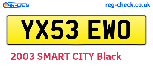YX53EWO are the vehicle registration plates.