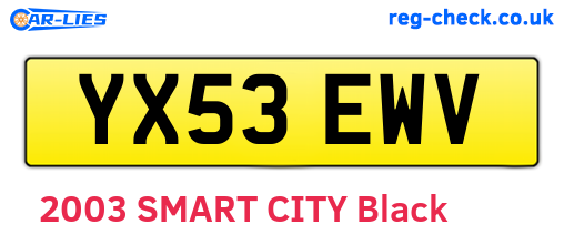 YX53EWV are the vehicle registration plates.