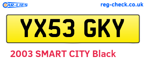 YX53GKY are the vehicle registration plates.