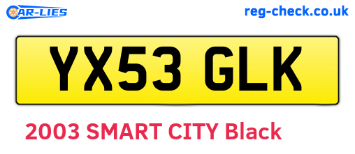 YX53GLK are the vehicle registration plates.