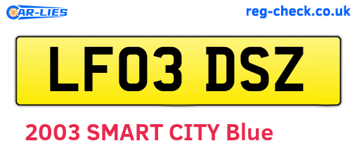 LF03DSZ are the vehicle registration plates.