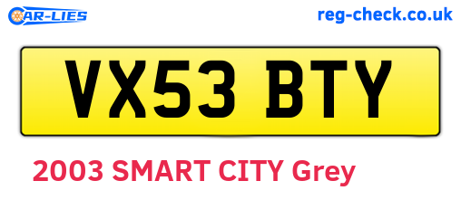 VX53BTY are the vehicle registration plates.