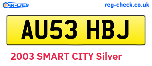 AU53HBJ are the vehicle registration plates.