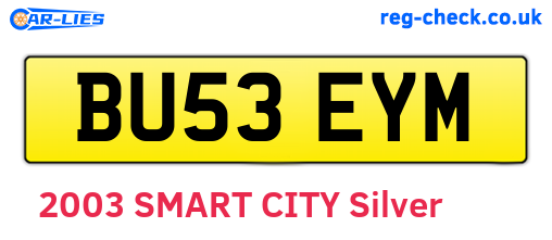 BU53EYM are the vehicle registration plates.