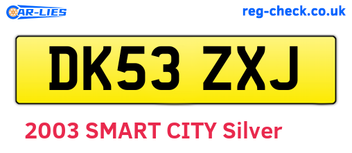 DK53ZXJ are the vehicle registration plates.