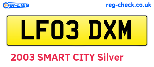 LF03DXM are the vehicle registration plates.