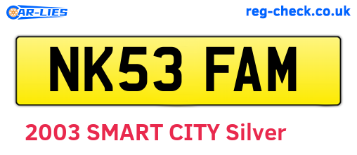 NK53FAM are the vehicle registration plates.