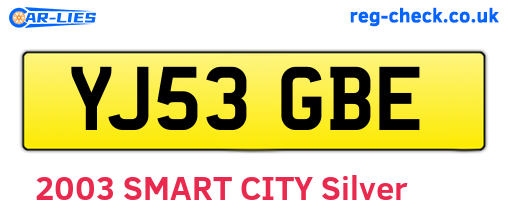YJ53GBE are the vehicle registration plates.