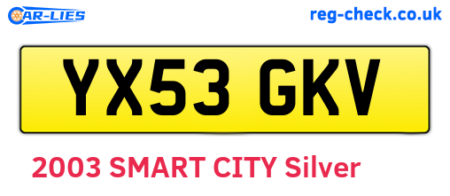 YX53GKV are the vehicle registration plates.