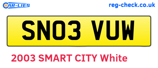 SN03VUW are the vehicle registration plates.