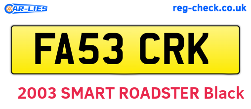 FA53CRK are the vehicle registration plates.