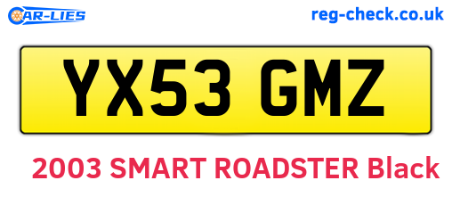 YX53GMZ are the vehicle registration plates.