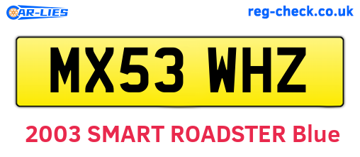 MX53WHZ are the vehicle registration plates.