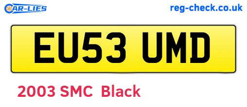 EU53UMD are the vehicle registration plates.