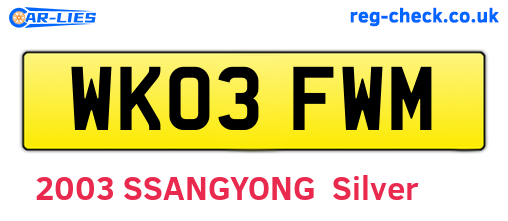 WK03FWM are the vehicle registration plates.