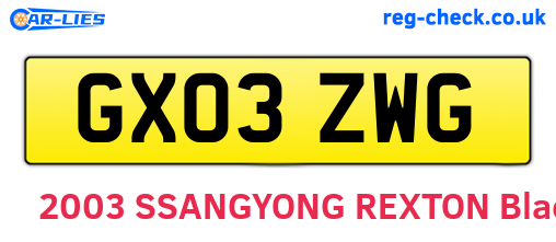 GX03ZWG are the vehicle registration plates.