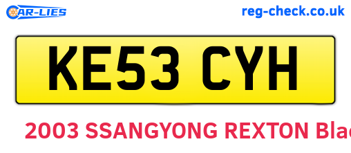 KE53CYH are the vehicle registration plates.