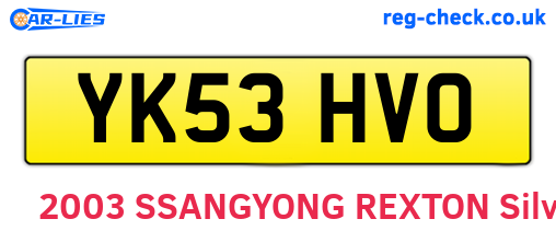 YK53HVO are the vehicle registration plates.