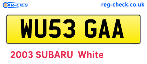 WU53GAA are the vehicle registration plates.