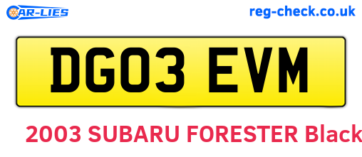 DG03EVM are the vehicle registration plates.