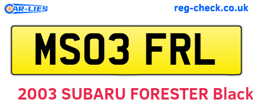 MS03FRL are the vehicle registration plates.