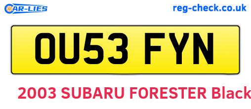OU53FYN are the vehicle registration plates.