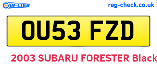 OU53FZD are the vehicle registration plates.