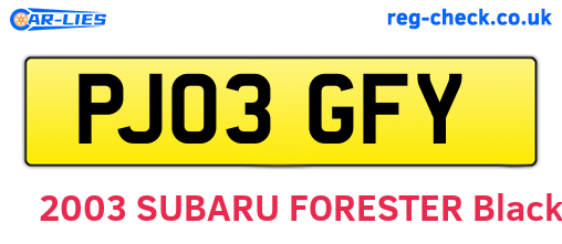 PJ03GFY are the vehicle registration plates.