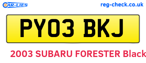 PY03BKJ are the vehicle registration plates.
