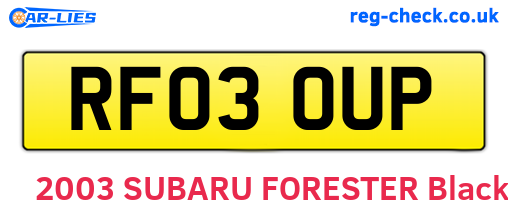 RF03OUP are the vehicle registration plates.