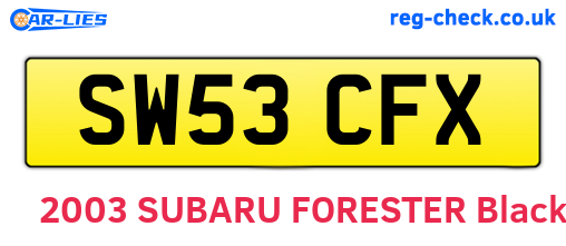 SW53CFX are the vehicle registration plates.