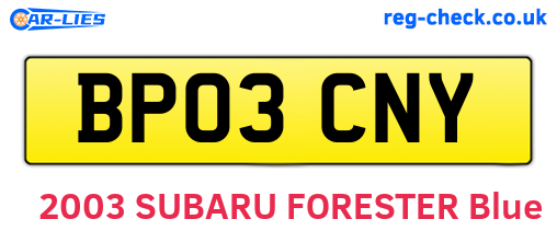 BP03CNY are the vehicle registration plates.