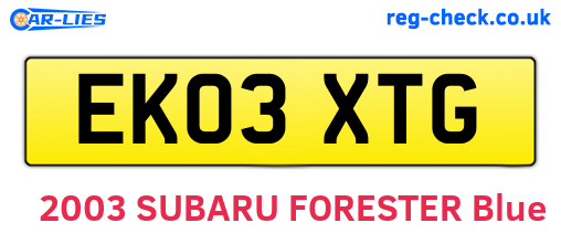 EK03XTG are the vehicle registration plates.